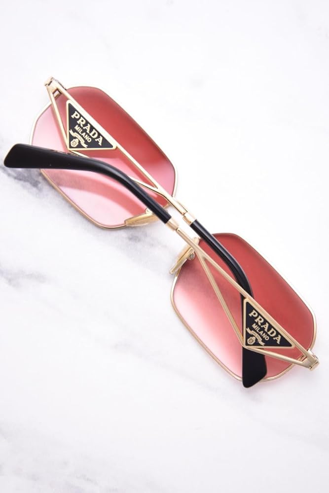Prada Women's Rectangular Triangle Logo Sunglasses, Pink